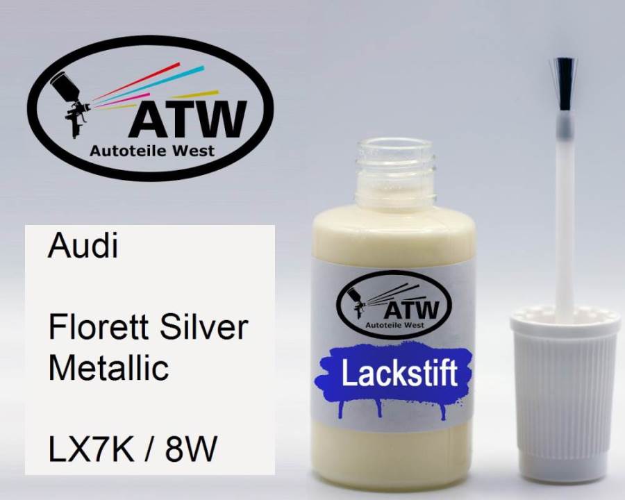 Audi, Florett Silver Metallic, LX7K / 8W: 20ml Lackstift, von ATW Autoteile West.
